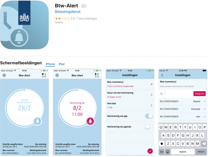 Handig: app BTW-Alert van de Belastingdienst